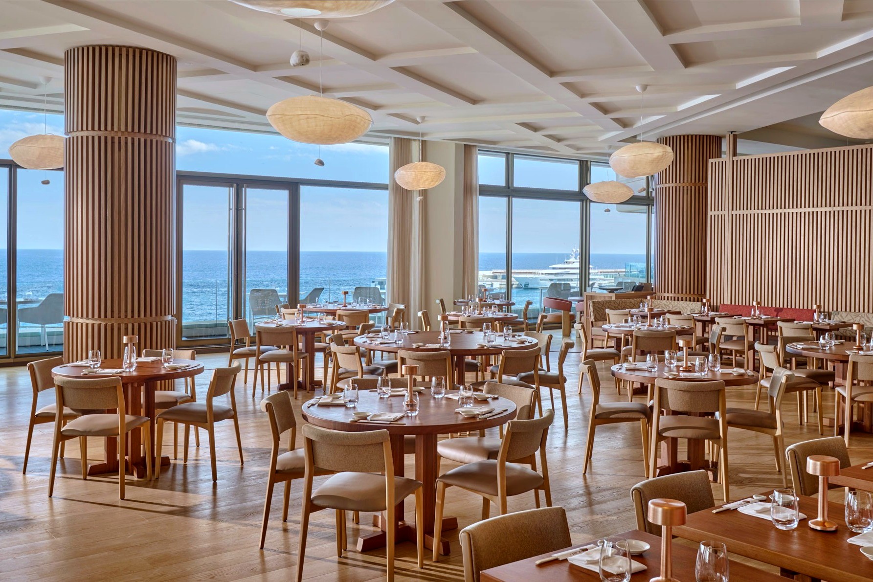 The sea-view dining room at Nobu Monte-Carlo