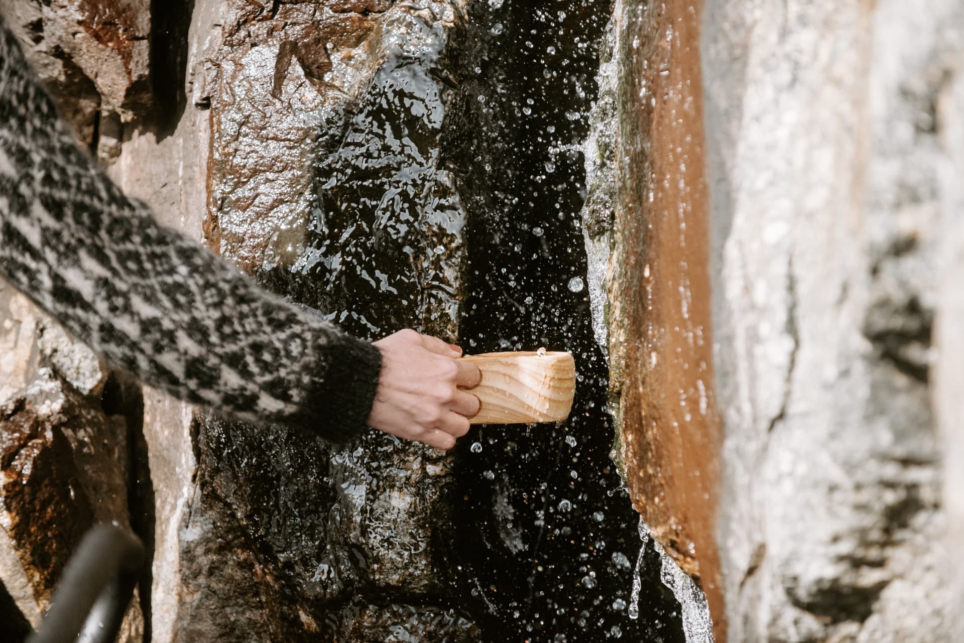 Fresh spring water collected beside a Norwegian fjord