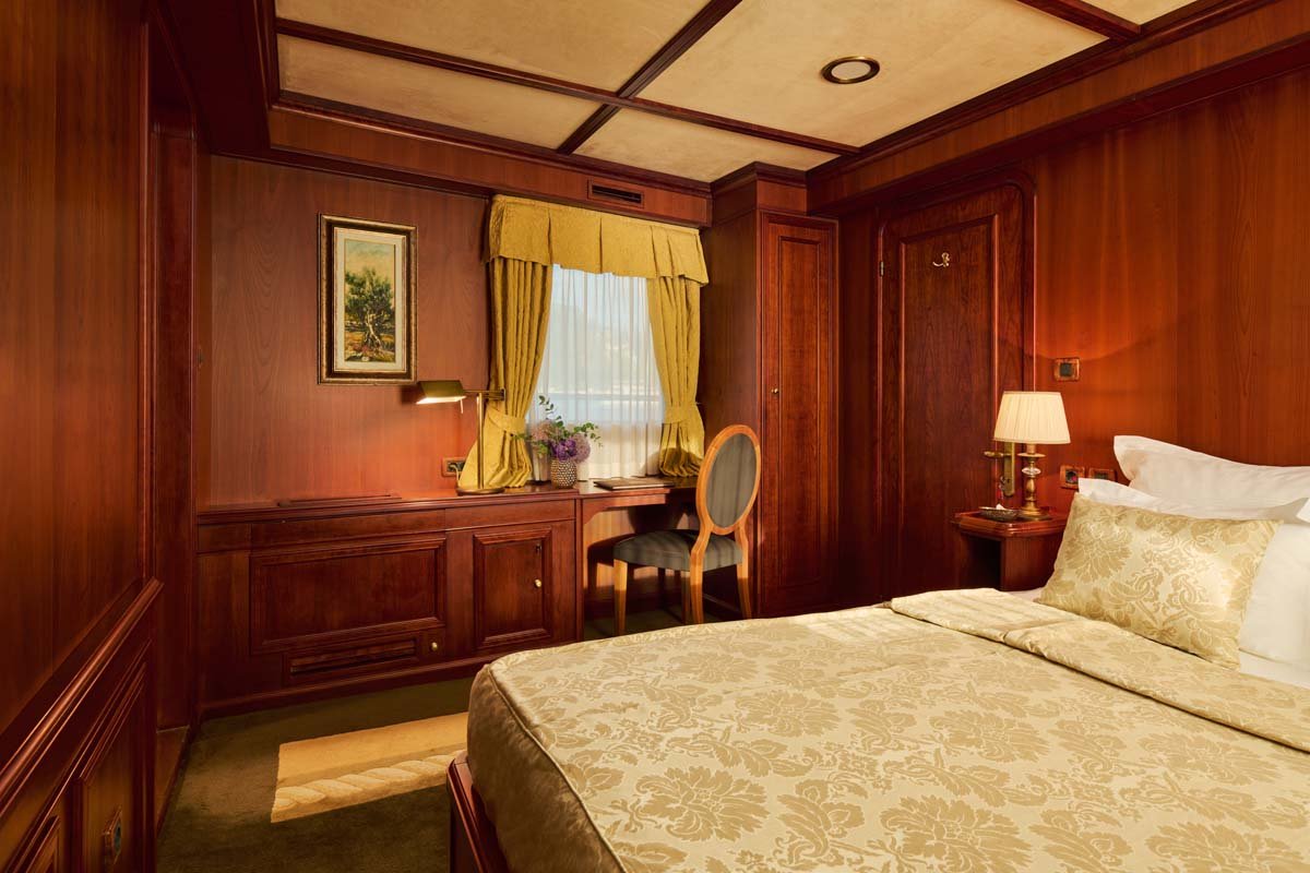 Seagull II's master stateroom with classic timber joinery