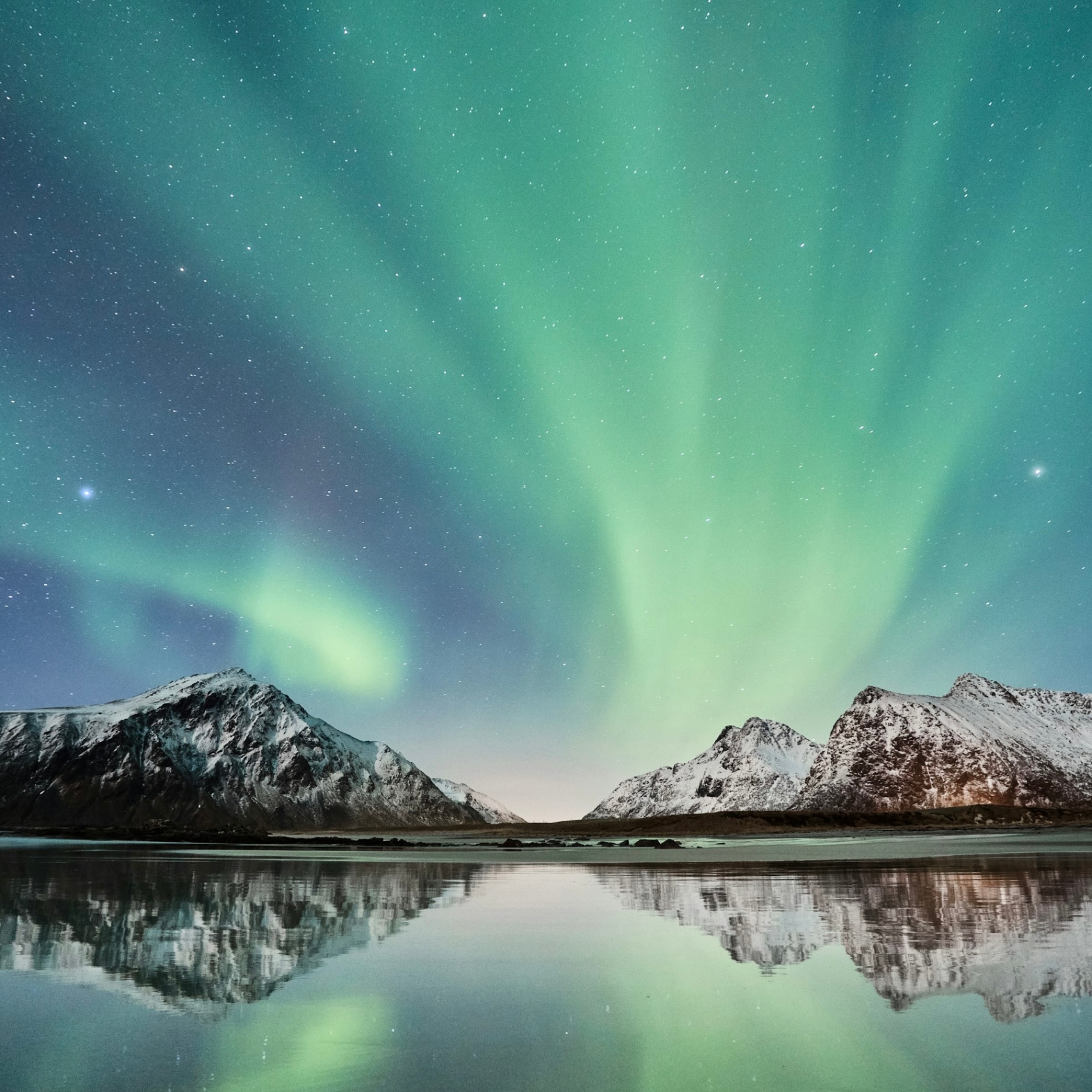 Northern lights over the Scandinavian coast