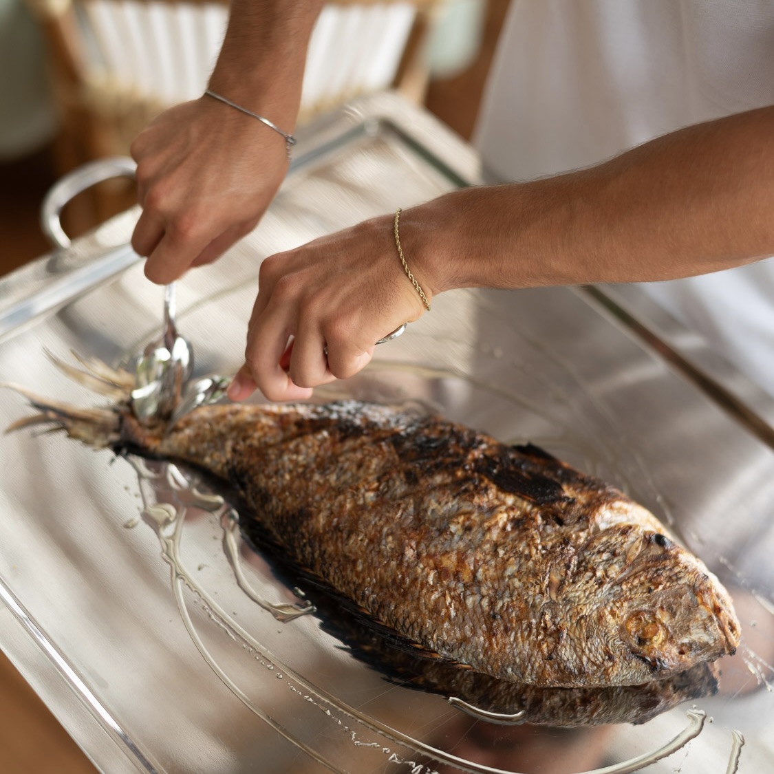 The catch of the day served whole at the table