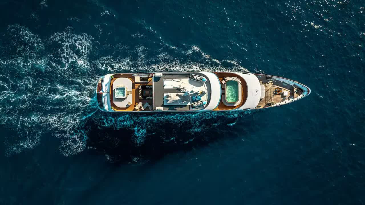Freedom seen from the air anchored in a Croatian bay
