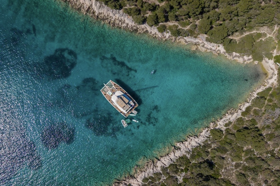 Floramye seen from above in a secluded Croatian cove