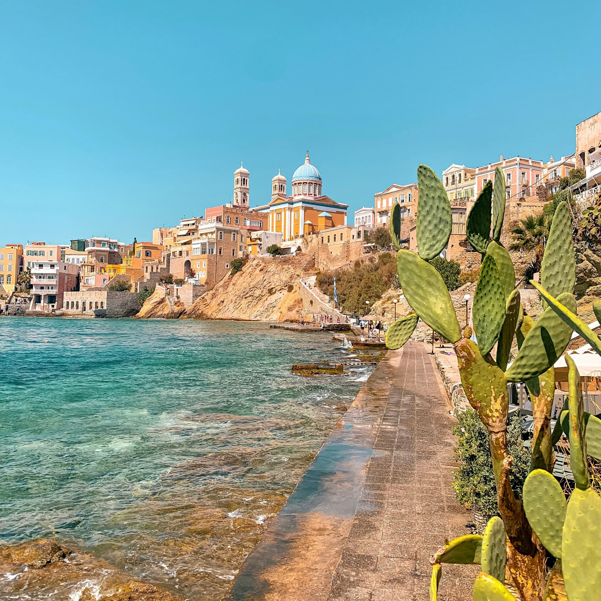 The colourful waterfront of Ermoupoli on Syros
