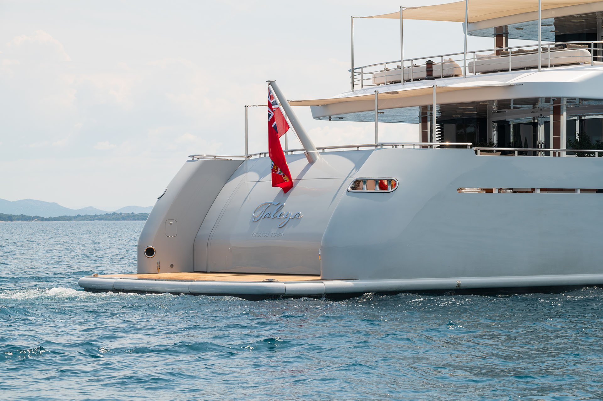 Taleya's shaded aft deck lounge