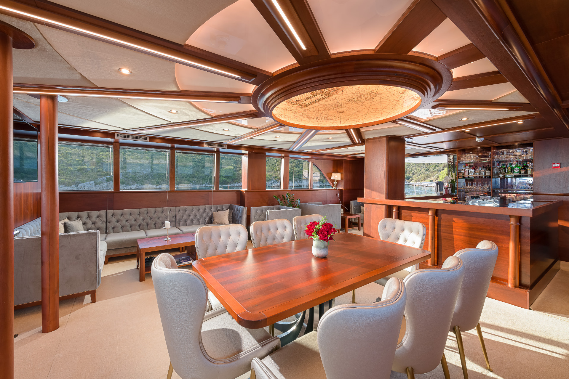 Lady Gita's elegant interior salon and dining area