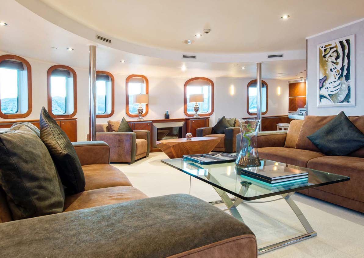 Sherakhan's main salon with panoramic windows and lounge seating