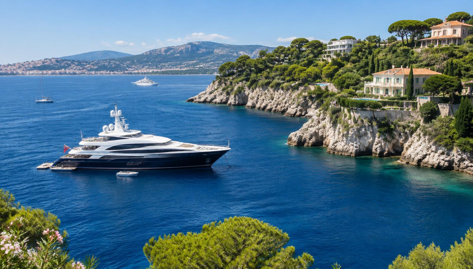 Yacht anchored off Cap Ferrat on the French Riviera